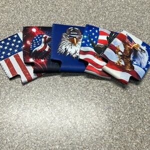 Patriotic Eagle and Flag Can Coolers